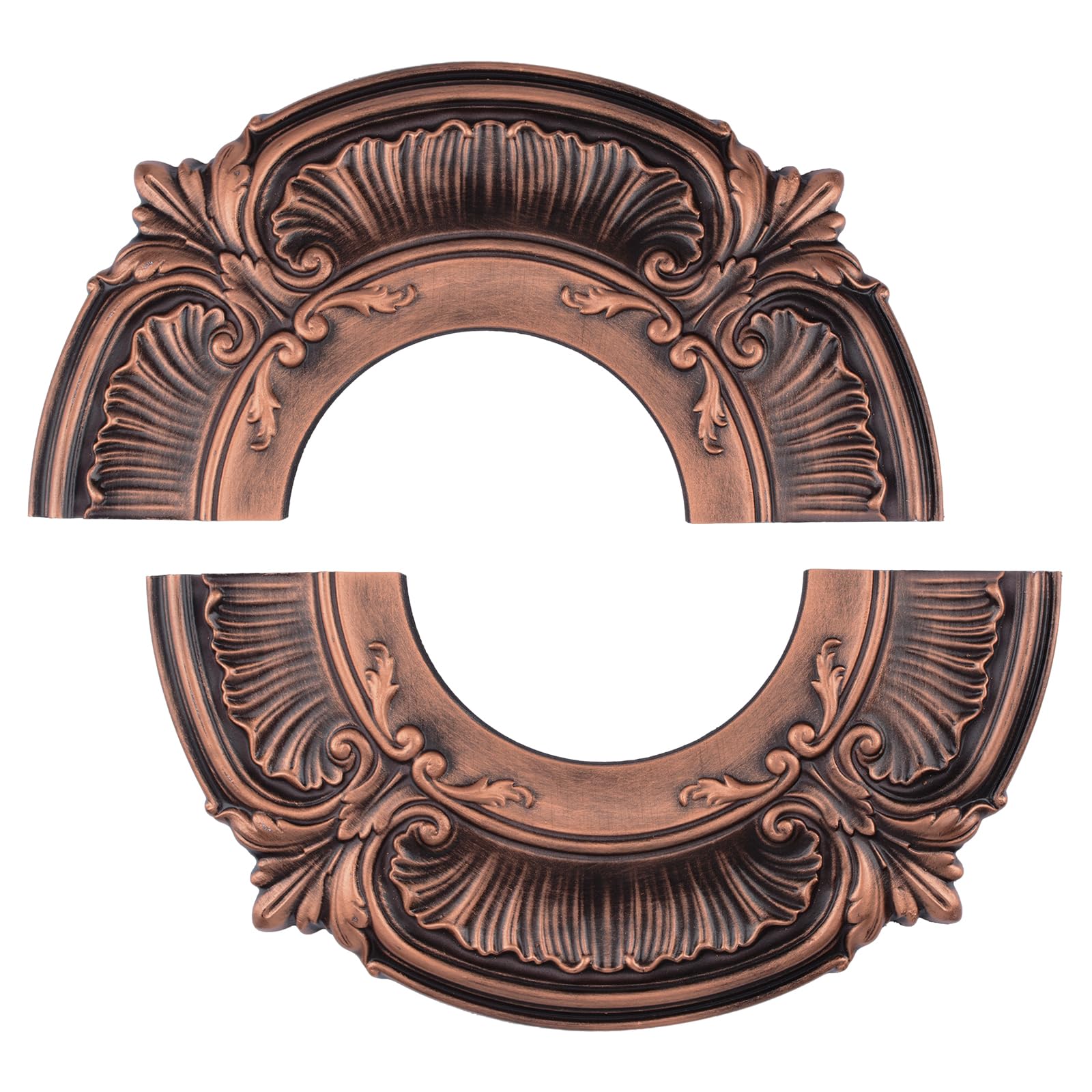 INCREWAY 1pc Split Ceiling Medallion, Carved Lamp Base Cover for Chandelier or Pendant Light Ceiling Fan 11.97inch OD x 5.11inch ID, Antique Brown