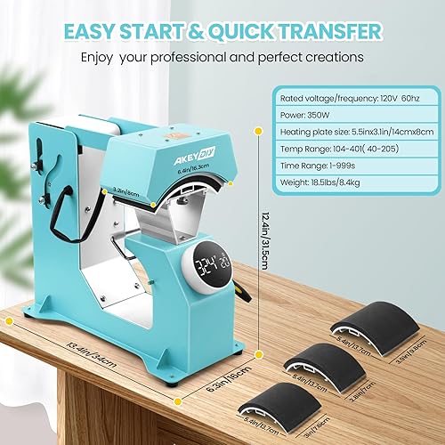 Miniatura 7 de AKEYDIY Prensa de calor 8 en 1, máquina de prensa de calor de 12 x 15 pulgadas para camisetas, máquina de impresión de camisetas de sublimación de