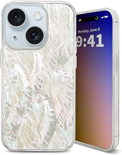 Miniatura 8 de Funda para iPhone 15 Pro fabricada con concha marina genuina única, duradera, impresionante hermosa, protección contra caídas, funda estética de