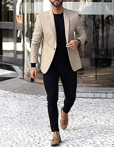 Vista 3 de COOFANDY Chaqueta deportiva para hombre, chaqueta casual de un botón para traje de negocios