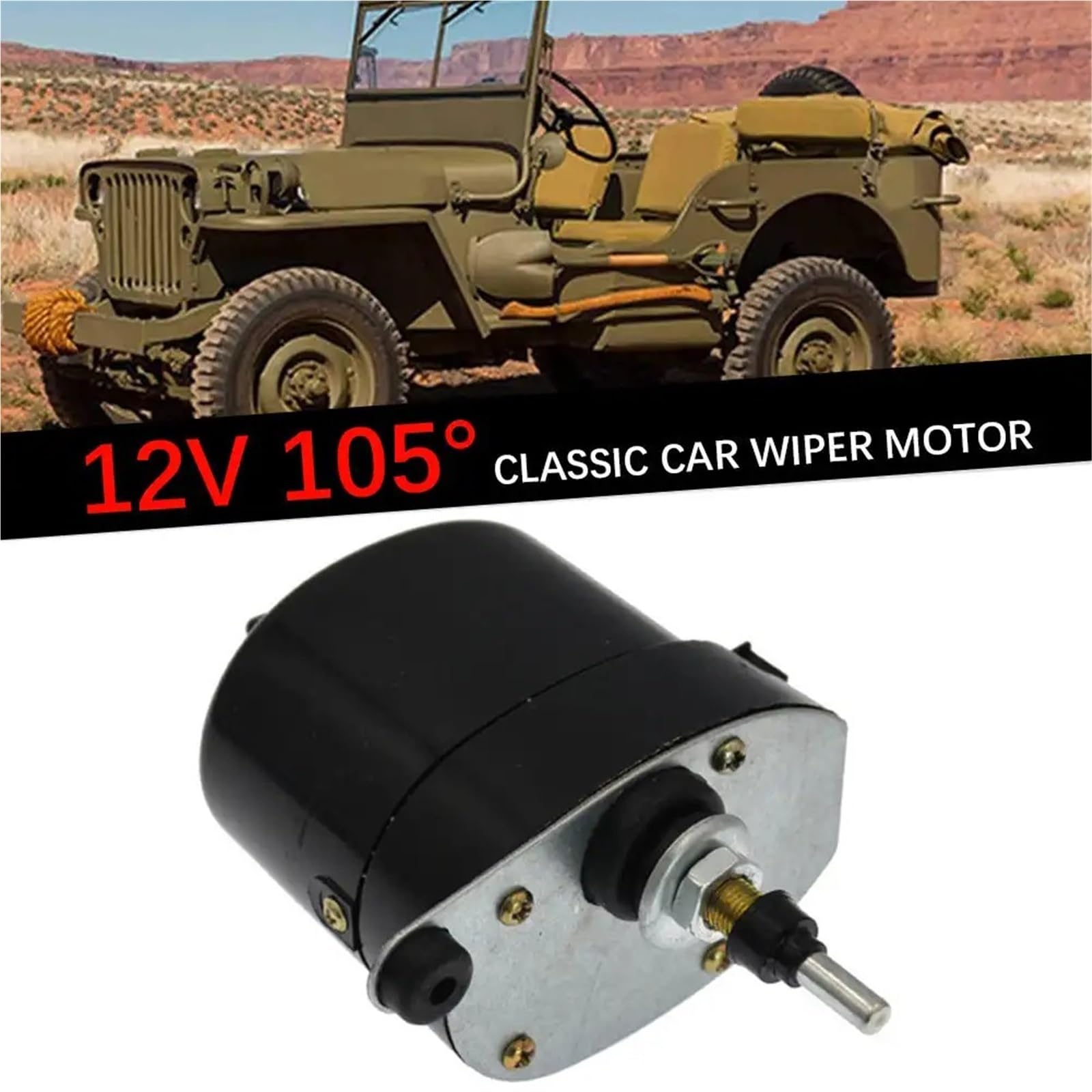 Moteur Essuie Glace pour Willis pour Tracteur pour Jeep Moteur Ou Bras D'essuie-Glace Universel 12V avec Lame 01287358 7731000001 0390506510 Moteur Essuie-Glace Pare-Brise(Motor Wipers)