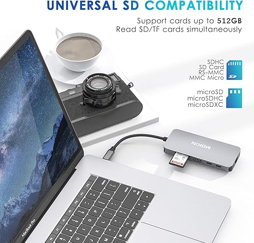 Miniatura 7 de Adaptadores USB C para MacBook Pro/Air, Mac Dongle con 3 puertos USB, USB C a HDMI, USB C a RJ45 Ethernet, MOKiN 9 en 1 USB C a HDMI, carga Pd de