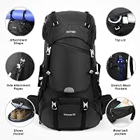 Rucsac de drumeție impermeabil HOMIEE 50L cu husă de ploaie, rucsac ușor pentru activități outdoor, camping, călătorii și ciclism, pentru bărbați și femei 5