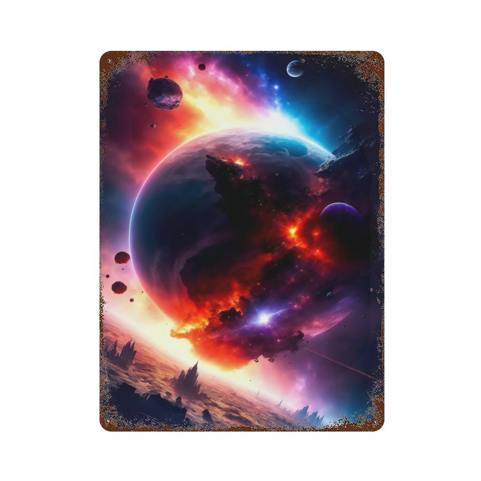 Planet Hunters Weathered Tin Sign 15.7"x11.8", Novelty Wall Decor for Garage, Pub Or Kitchen
