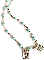 Vista 12 de SIFRIMANIA Collar de escapulario católico con Sagrado Corazón de Jesús y Virgen María milagrosa colgante en cadena de collar