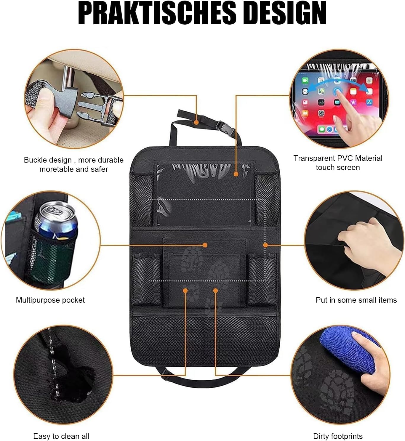 Car Accessories Enfan 2 PCS Protection de Dossier de Voiture Enfants Protege siege voiture avec 10 Poches rangement Voiture Organisateur de Voyage Protège-Siège Arrière