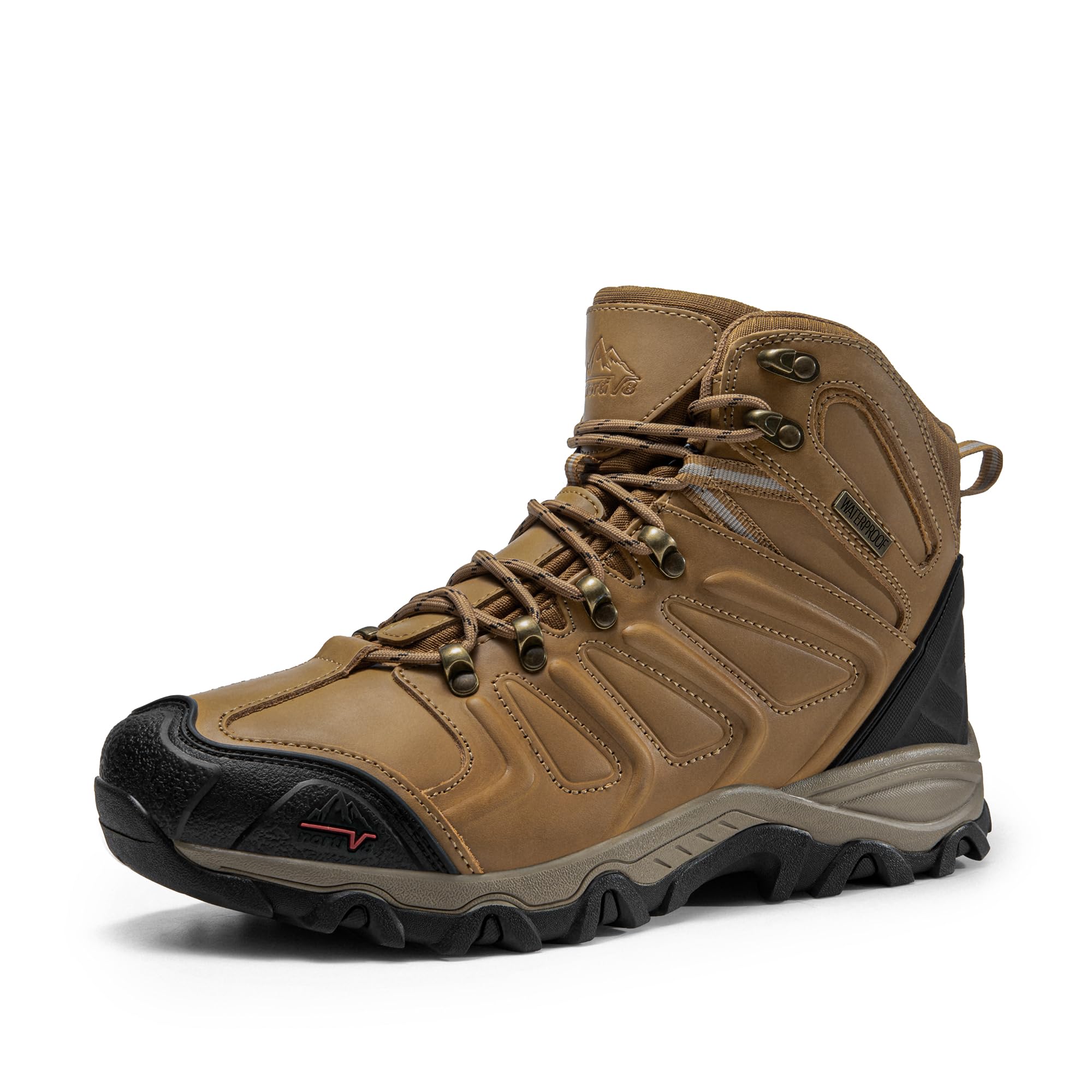 NORTIV 8 Men's Ankle High Waterproof Boots Hiking Boots Men Walking Boots Mens Backpacking Trekking&Hiking Footwear,Size 12,Brown,160448_M-L