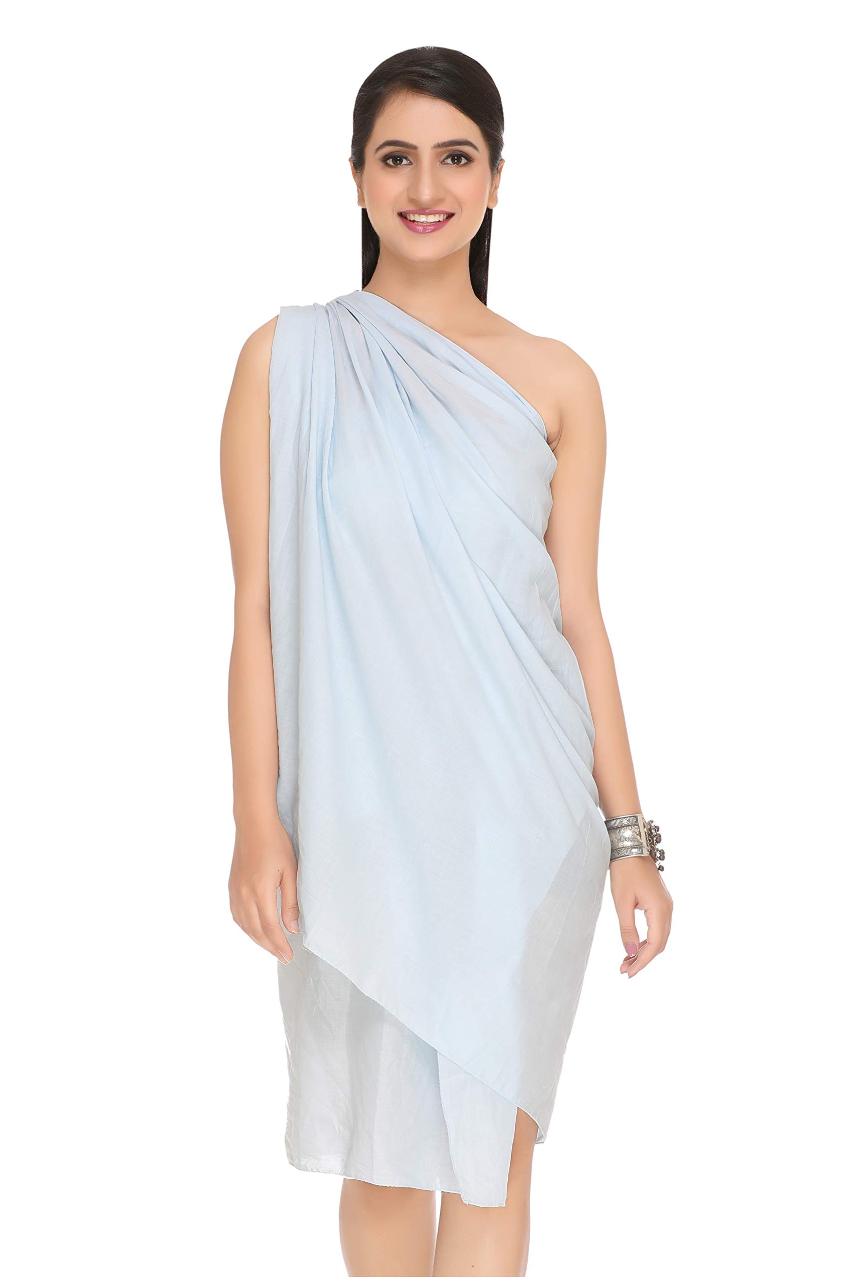 World of Shawls 100% Cotton Plain Sarong (Baby Blue)
