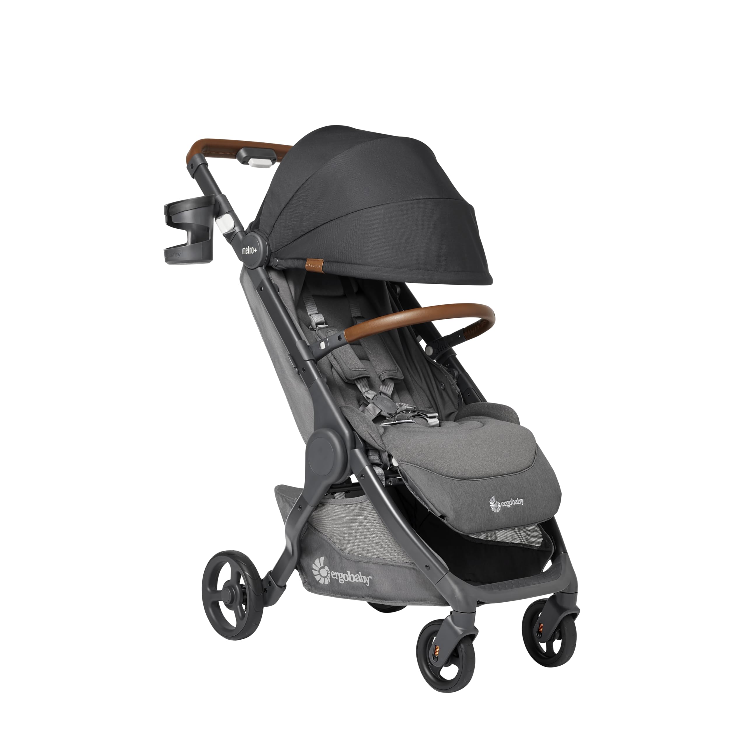 Ergobaby Metro+ Deluxe Compact Baby Stroller, Lightweight Umbrella Stroller Folds Down for Overhead Airplane Storage (Carries up to 50 lbs), Car Seat Compatible, Skyline Shadow