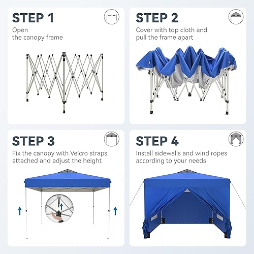 Miniatura 7 de PHI VILLA Tienda de campaña desplegable de privacidad de 10 x 10 pies, carpa cerrada instantánea, carpa de fiesta con paredes laterales desmontables