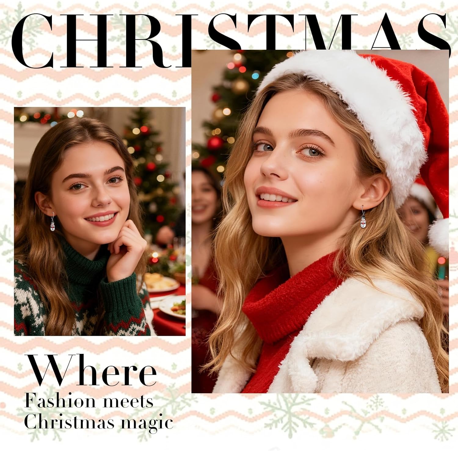 Christmas Snowman Earrings for Women Dangling Sterling Silver Snowman Earrings Dangle Drop Jewelry Winter Leverback Christmas Holiday Gifts - Image 3