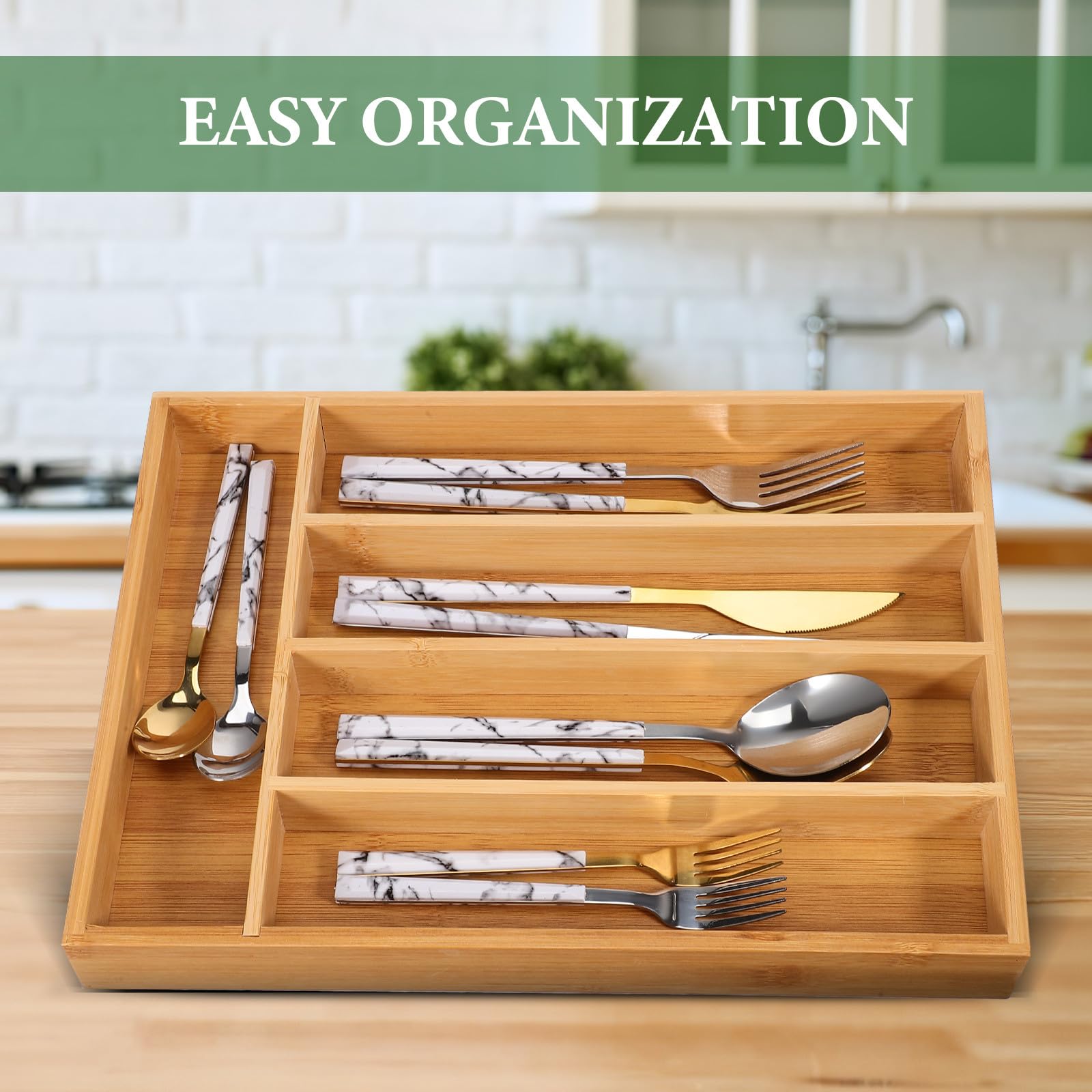 Küchenorganizer mit 5 Fächern, schmaler Besteckhalter, langlebig und vielseitig, Schubladenaufbewahrung, ordentliche Küchenorganisation, ideal für Utensilien und Besteck