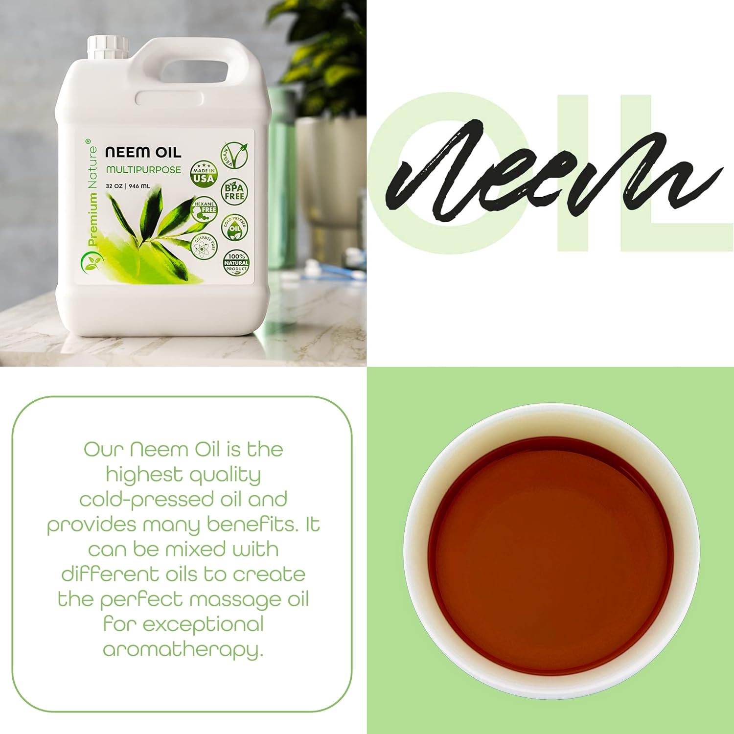 Neem Oil for Plants Indoor and Outdoor Gardening Pure Unrefined Cold Pressed Spray Refill Neem Oil Spray for Indoor Plants Neem Cake Organic Neem Oil for Skin Neem Oil for Hair Need Oil 16 oz - Image 3