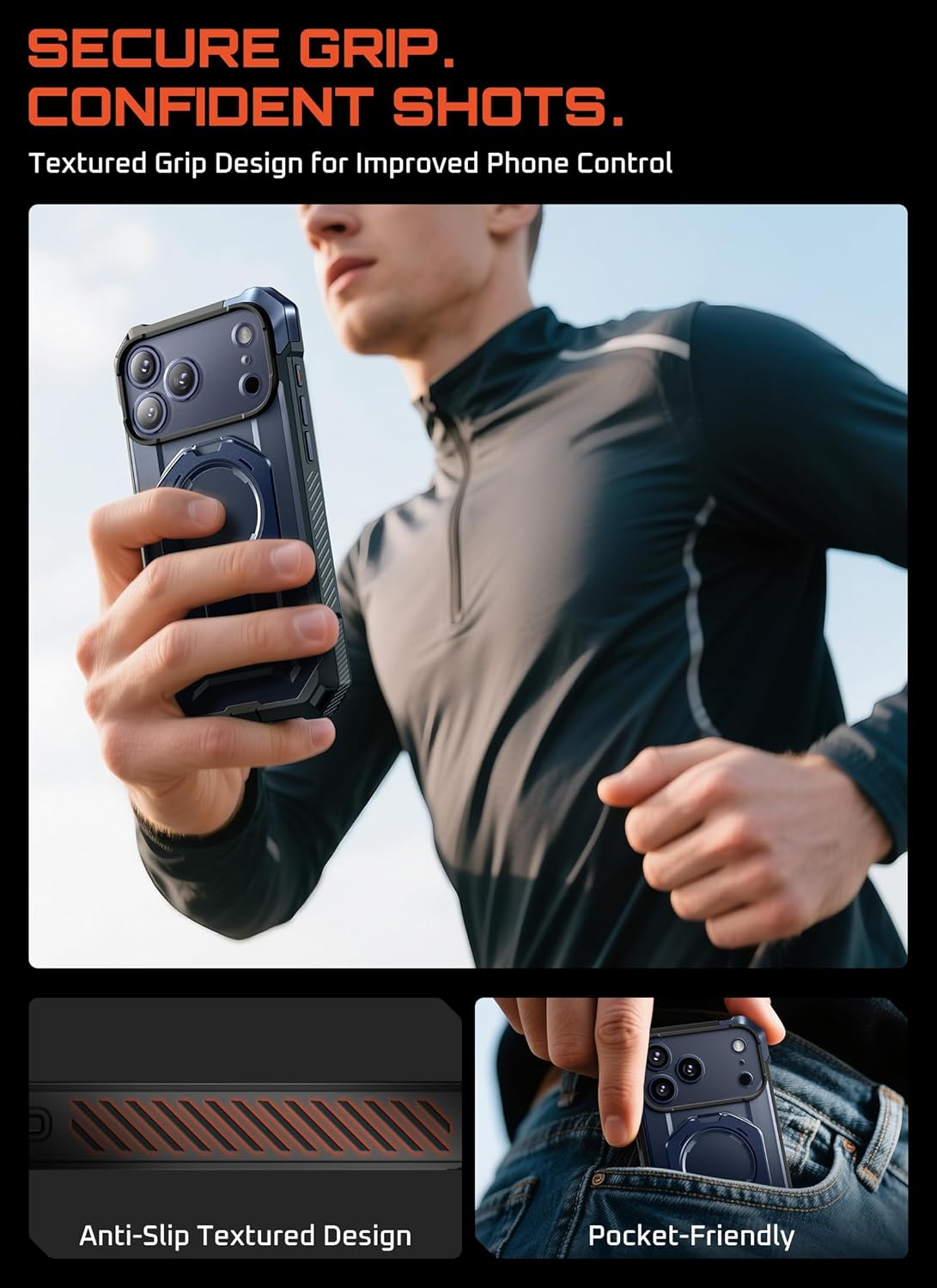 SUPCASE for iPhone 17 Pro Max Case with Kickstand (Unicorn Beetle Grip), [Camera Control Cover] [Compatible with MagSafe] [Military-Grade Drop Protection] Heavy Duty Magnetic Phone Case, Azure - Image 8