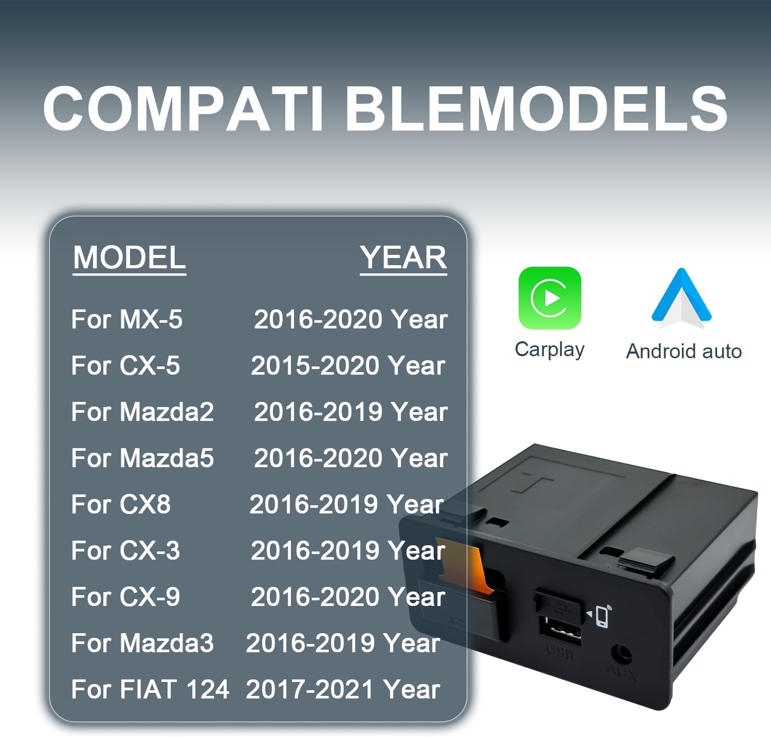 Mazda Wireless CarPlay Retrofit Kit | TK78-66-9U0C OEM USB Hub | Compatible with Mazda 2/3/6/CX-3/CX-5/CX-9/MX-5 (2014-2020) with MZD Connect (P3)