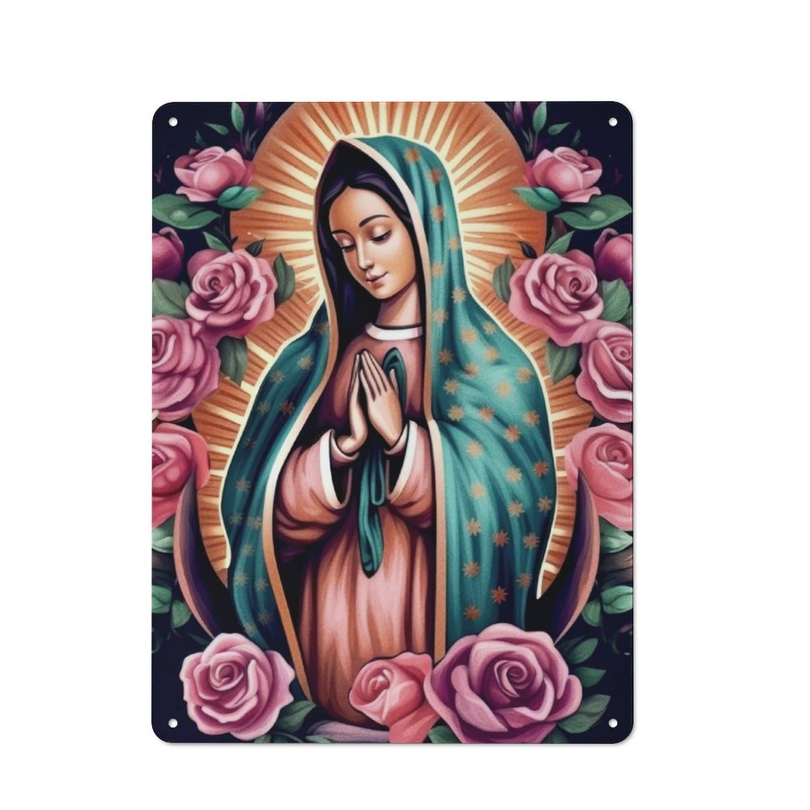 Junmoney Religion Poster2 Guadalupe Vintage Metal Plaque 40X30cm Featuring For Pub Or Café, Suited To Café Interior Fans