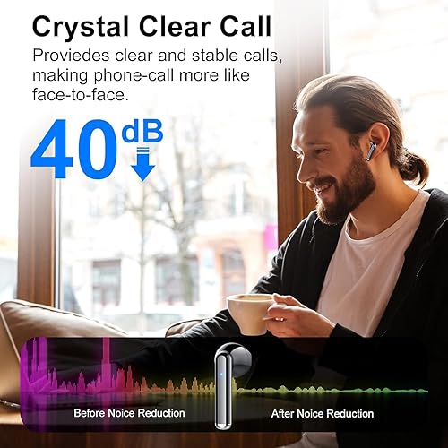 Miniatura 3 de Auriculares inalámbricos, Bluetooth 5.3, auriculares estéreo de bajos, auriculares con micrófono con cancelación de ruido