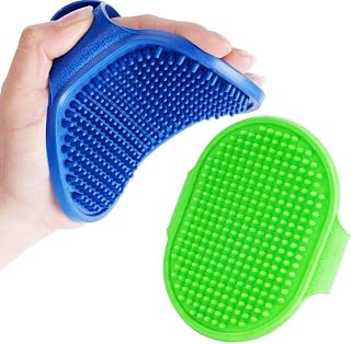 Brillirare 2 Pack Soft Silicone Dog Grooming Brushes - Adjustable Handle Deshedding Massage for Wet/Dry Dogs Cats All Coats