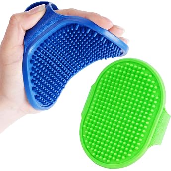 Pack of 2 Bath Brush Rubber Curl High-Quality Soft Silicone Brushes Brush with Adjustable Handle for Dogs Cats Pets Short Hair & Long Hair with Massage Effect Shampoo Scrubbing Combs