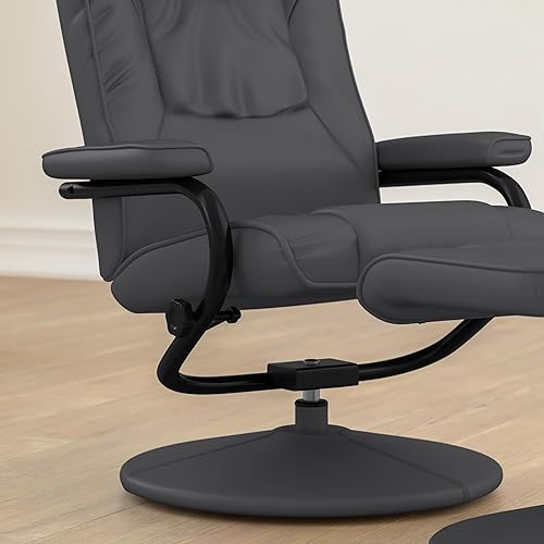 Miniatura 23 de Flash Furniture Rachel - Silla reclinable de LeatherSoft contemporánea multiposición con otomana, silla reclinable giratoria de 360 grados y juego