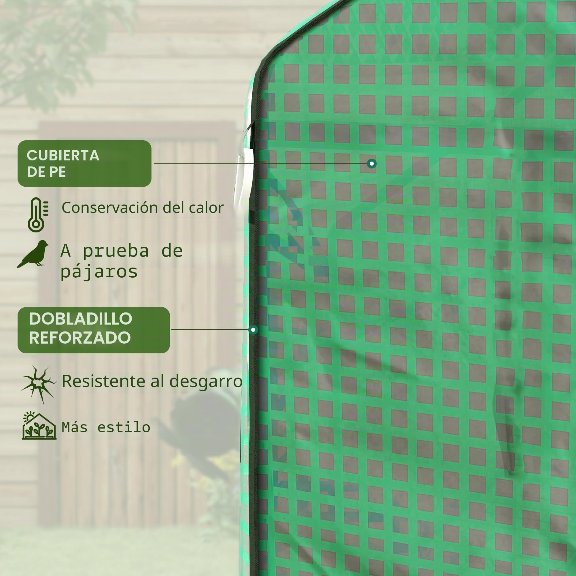 Outsunny Cubierta de Invernadero 140x73x190 cm Cubierta de Repuesto de Invernadero con Ventana Puerta con Cremallera Anti-UV Protección de Plantas para Jardín Verde