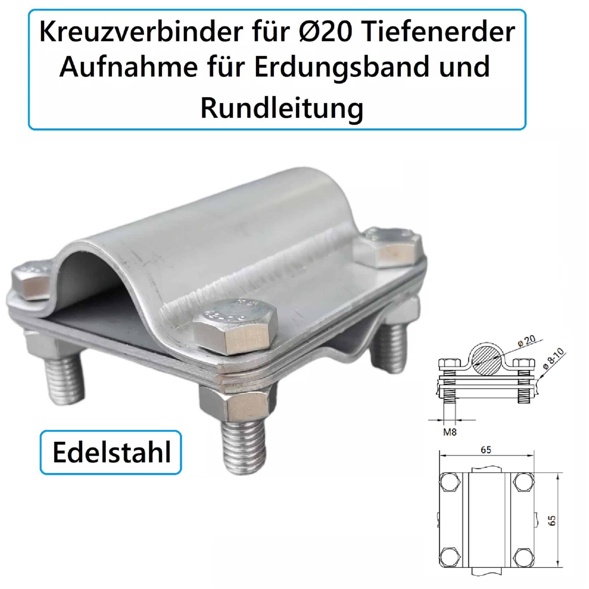 4m Tiefenerder SET Ø20mm V4A Edelstahl 4x 1m Erder + Klemme - von PAG Turbo GmbH®