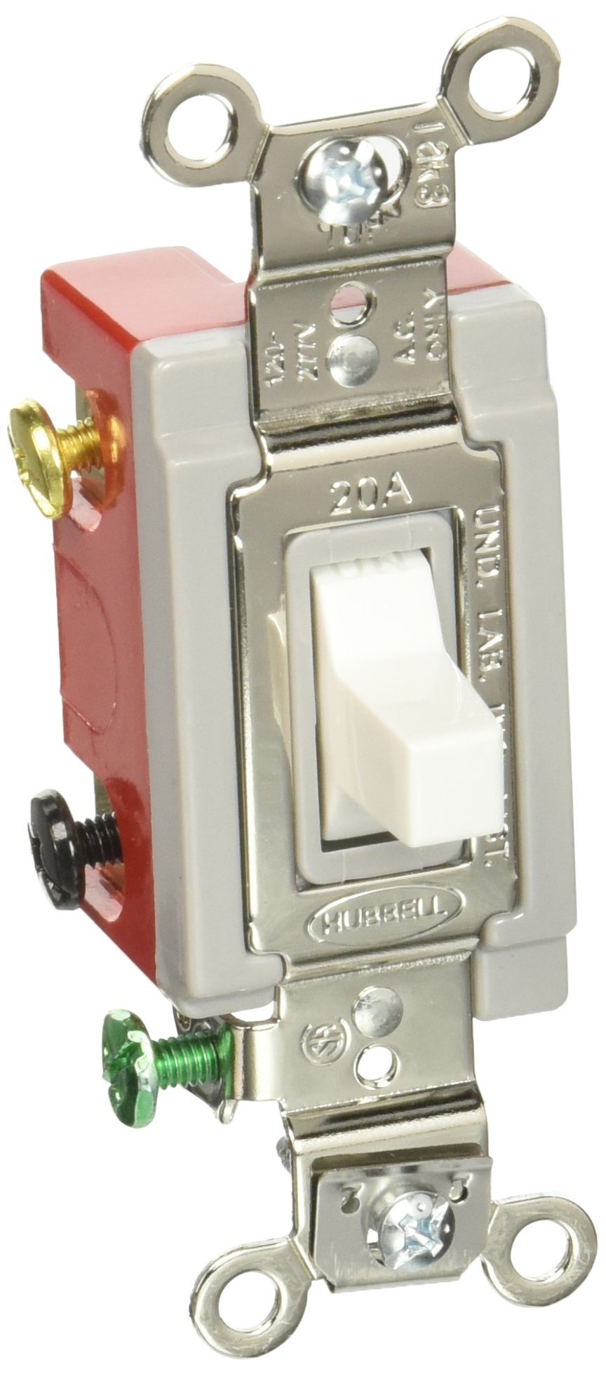 Hubbell HBL1557W Momentary Toggle, Single Pole Double Throw, 20