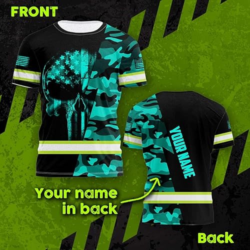 Miniatura 2 de Maddly Ropa de trabajo de seguridad con calavera de alta visibilidad con la bandera de EE. UU., nombre personalizado para trabajadores, corredores,