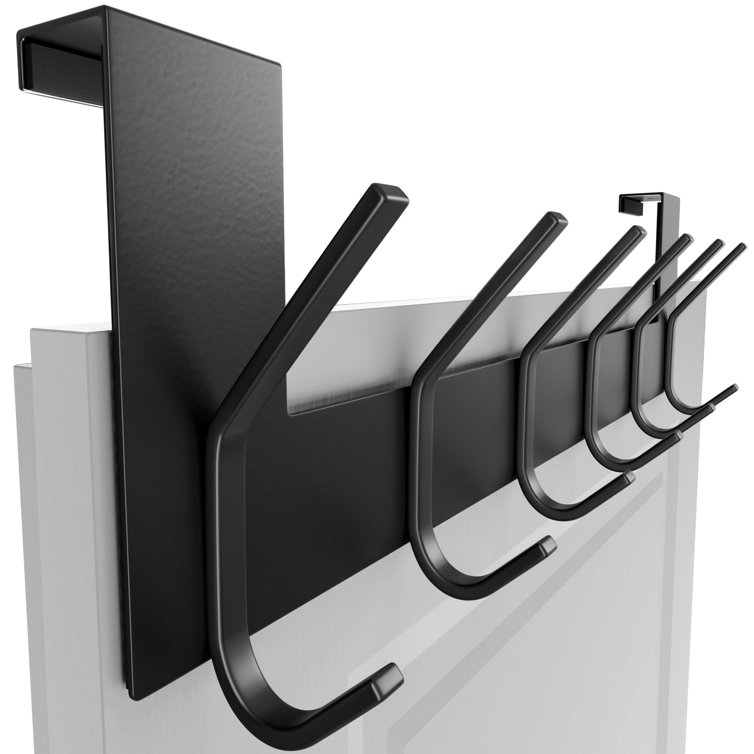 SKOLOO Porte-manteaux avec 6 crochets, crochet de porte à suspendre sans perçage, crochet de porte pour la cuisine, la salle de bain, le salon et le couloir, Noir