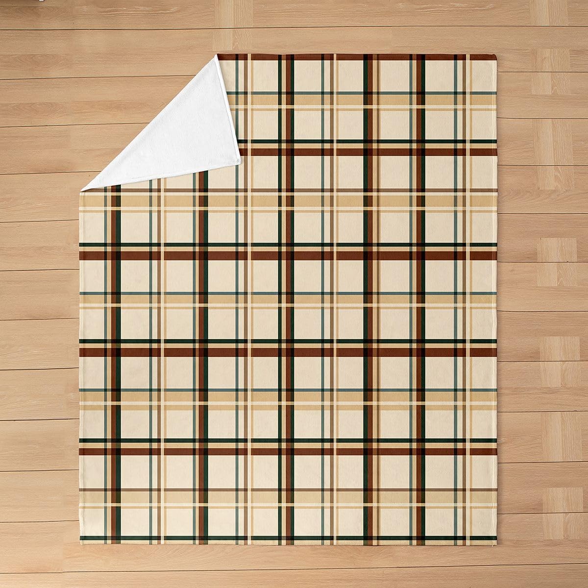 Loussiesd Beżowy brązowy koc polarowy narzuta, abstrakcyjny geometryczny flanelowy koc, plusz, puszysty, nowoczesna sztuka, na łóżko, kanapę, krzesło, salon, 228 x 229 cm, dekoracja sypialni