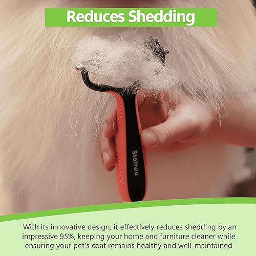 Miniatura 6 de Deshedding - Cepillo profesional 2 en 1 para pelaje inferior y furminador para perros  Control de desprendimiento para perros y gatos de pelo largo,