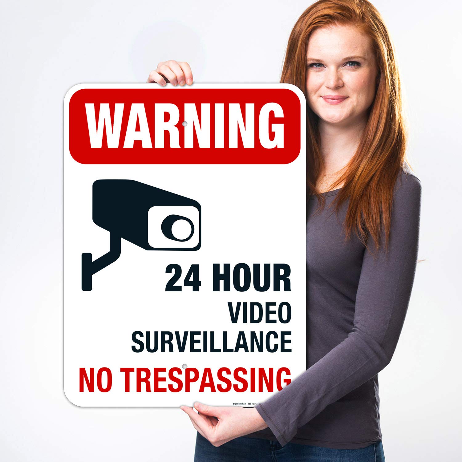 Video Surveillance Sign, 18x24 Inches, Rust Free .063 Aluminum, Fade Resistant, Easy Mounting, Indoor/Outdoor Use, Made in USA