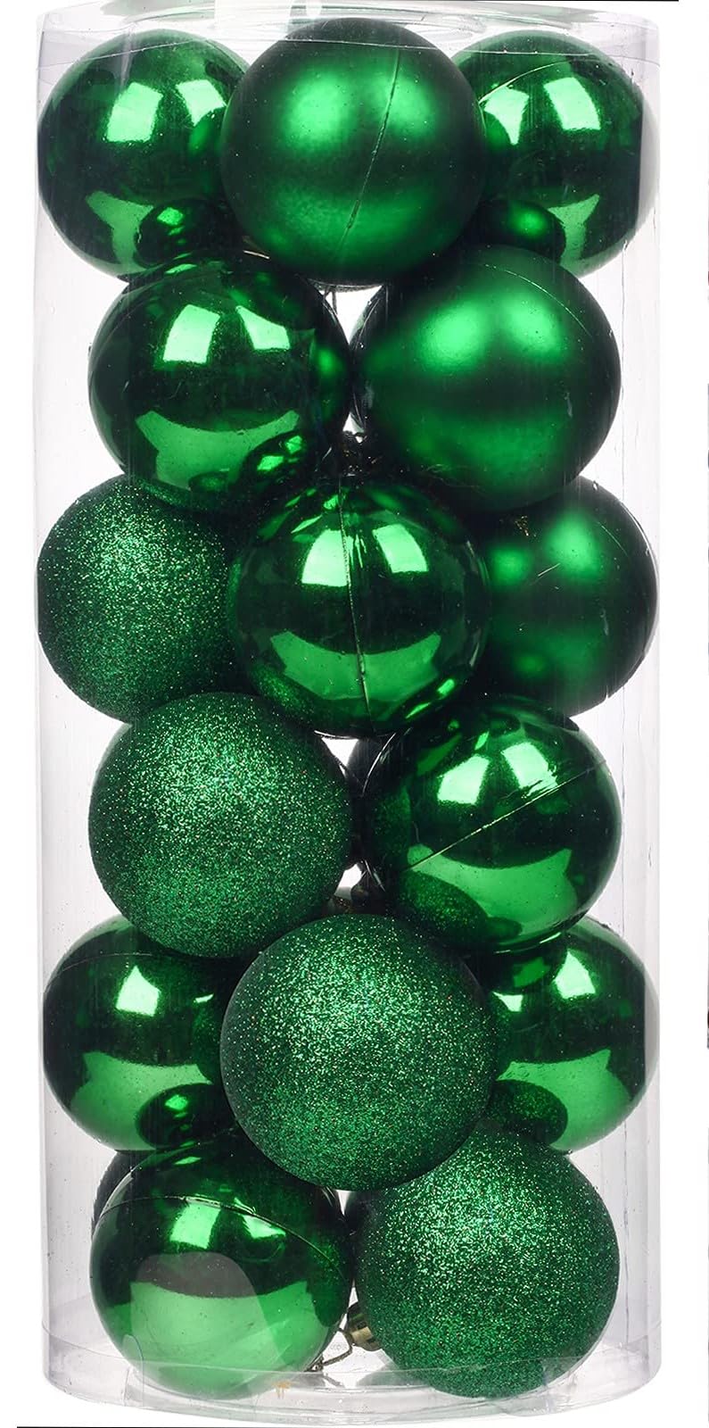 fizzytechShatterproof Christmas Balls Ornaments Pack of 24 Green Hanging Balls Size 3cm Perfect Xmas Tree Decorations