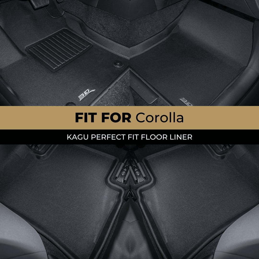 3D MAXpider Custom Fit Kagu Floor Mat (Black) Compatible with Toyota Corolla Sedan 2020-2026 - R1 R2