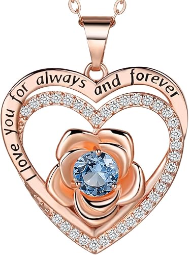 JIACHARMED Jewelry for Women Wife Infinity Rose Heart Birthstone I Love You Neck