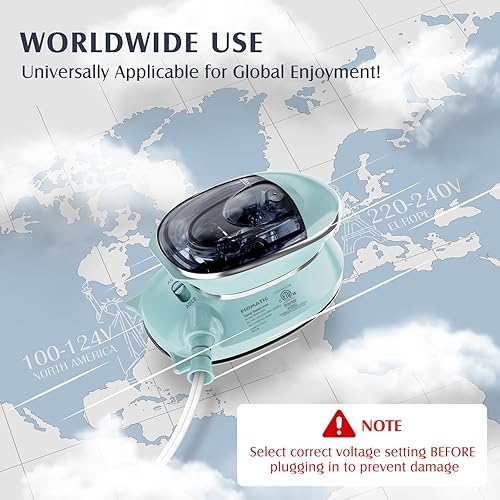 Miniatura 2 de Mini plancha de viaje con vapor para ropa con doble voltaje, mini máquina de planchar portátil con suela antiadherente, plancha pequeña para coser,