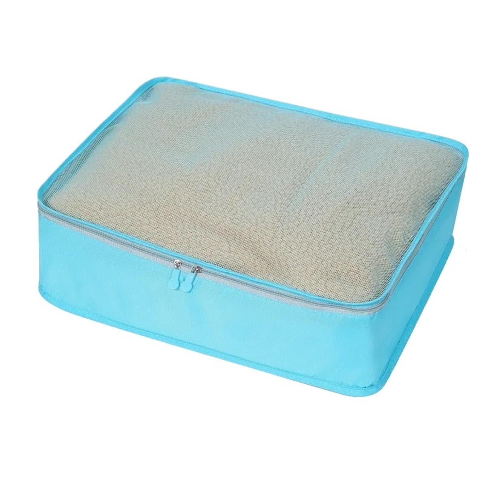 4pcs Large Capacity Travel Bag Suitcase Clothes Storage Organizer Mesh Portable Luggage Organizers Clothing for Suitcases(Bright blue)