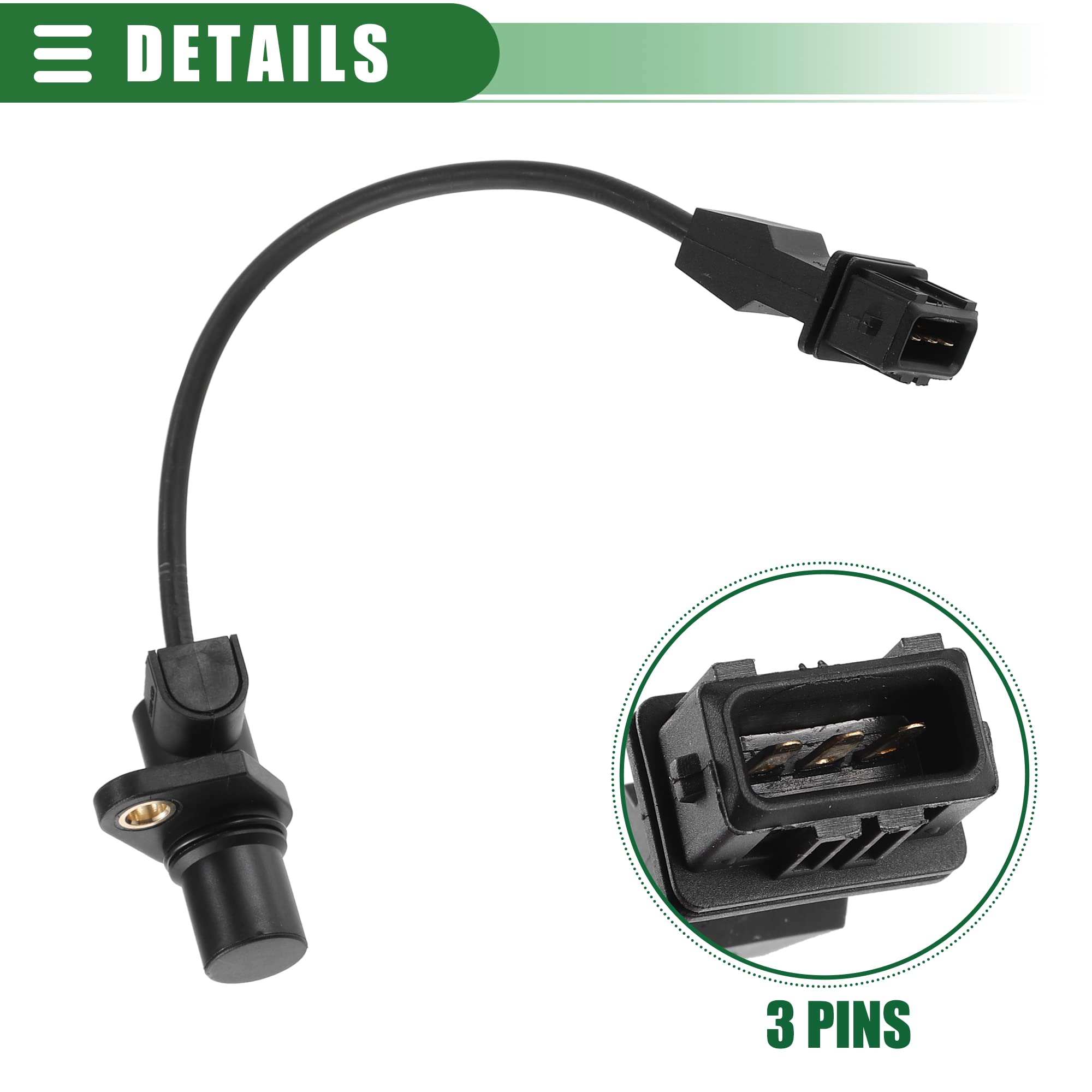 A ABSOPRO Motor Cigüeñal Posición Sensor, para Hyundai Santa Fe, ABS, Negro