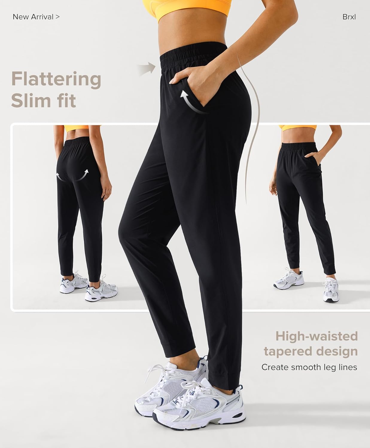 BRXL Women's Lightweight Stretch Pants with Pockets Quick Drying High Waisted Ankle Athletic Golf Work Travel Pants - Image 5