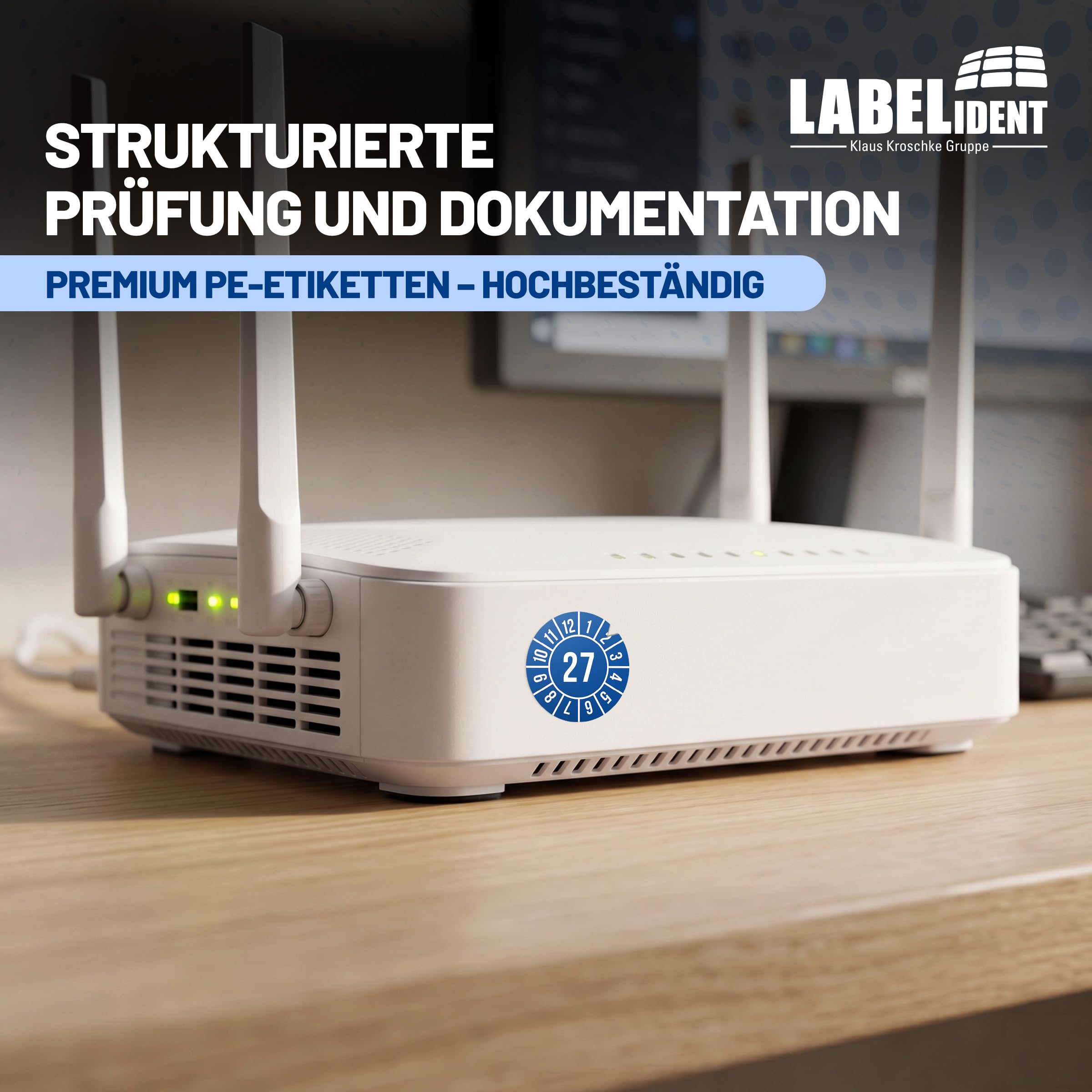 Labelident Prüfplaketten - Ø 30 mm - 1.000 auf Rolle, Jahresplakette 2027, selbstklebend