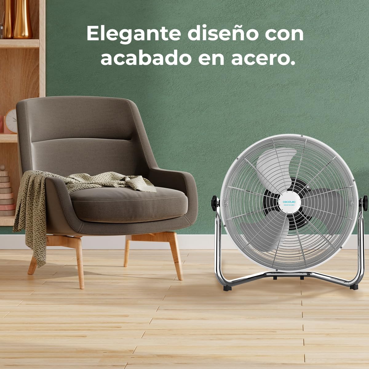 Cecotec Ventilador Industrial EnergySilence 5000 Pro. 120 W, 3 Aspas Metálicas de 20" (51 cm), Motor de Cobre, 3 Velocidades, Inclinación Ajustable, Acabado Cromado — view 7