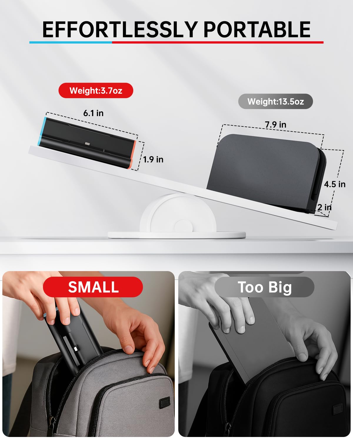 Switch 2 Dock - Adattatore TV 4K, docking station portatile per console di gioco Nintendo Switch2, set di accessori con connettore base da viaggio (3 porte USB 3.0, ingresso