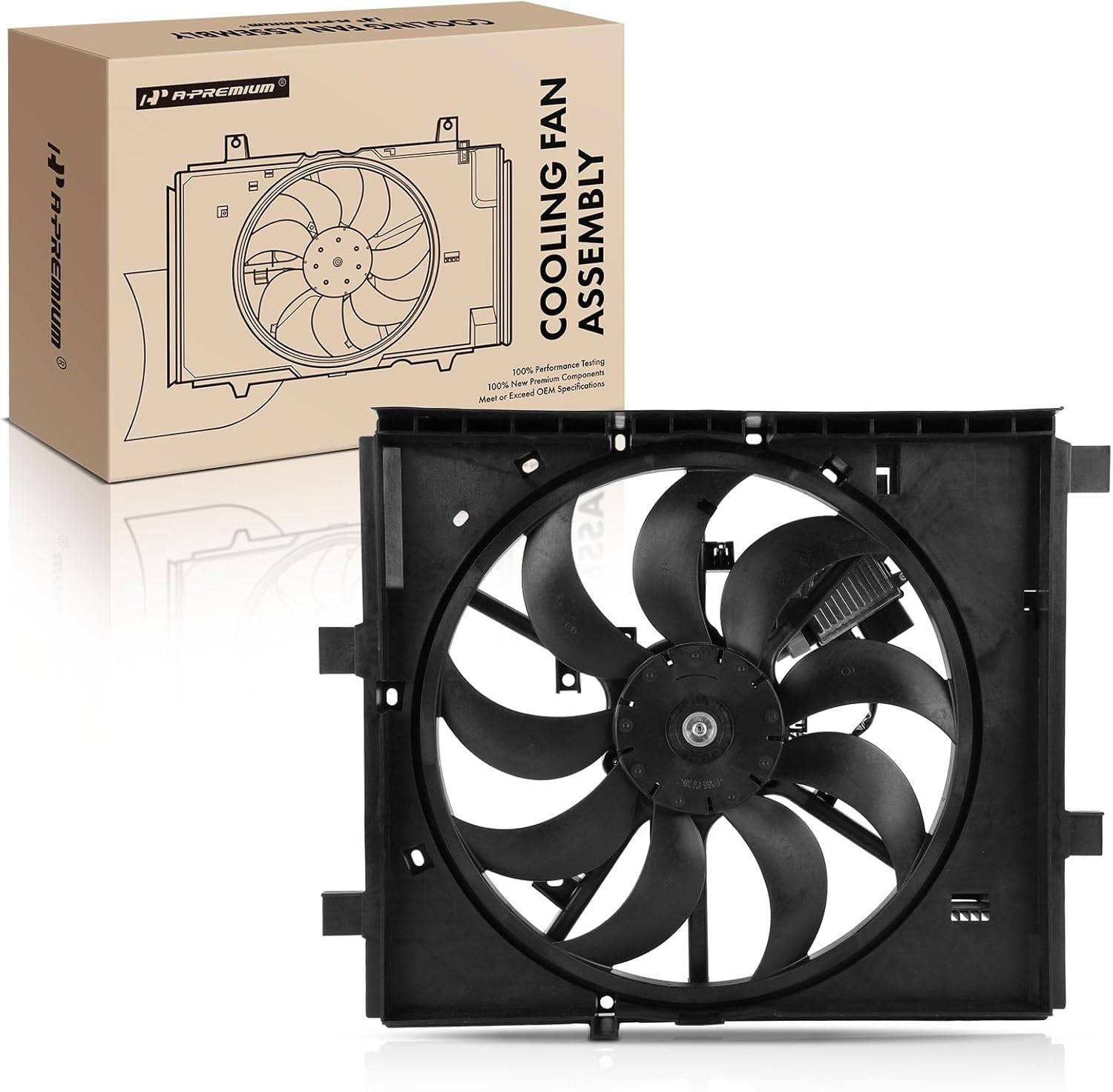 A-Premium Engine Radiator Cooling Fan Assembly Compatible with Select Nissan Models - Juke 2015 2016 2017, 1.6L - Replace# 214934GA0A, 214871KC0C
