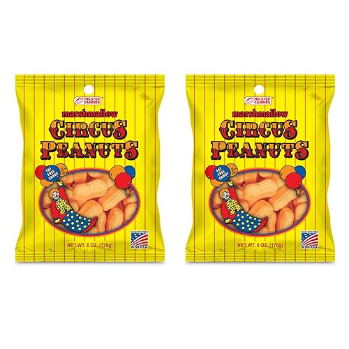 Melster Candies - Classic Marshmallow Circus Peanut Candies - Golosinas dulces icónicas y nostálgicas sin grasa, bolsas de 6 onzas - Paquete de 2