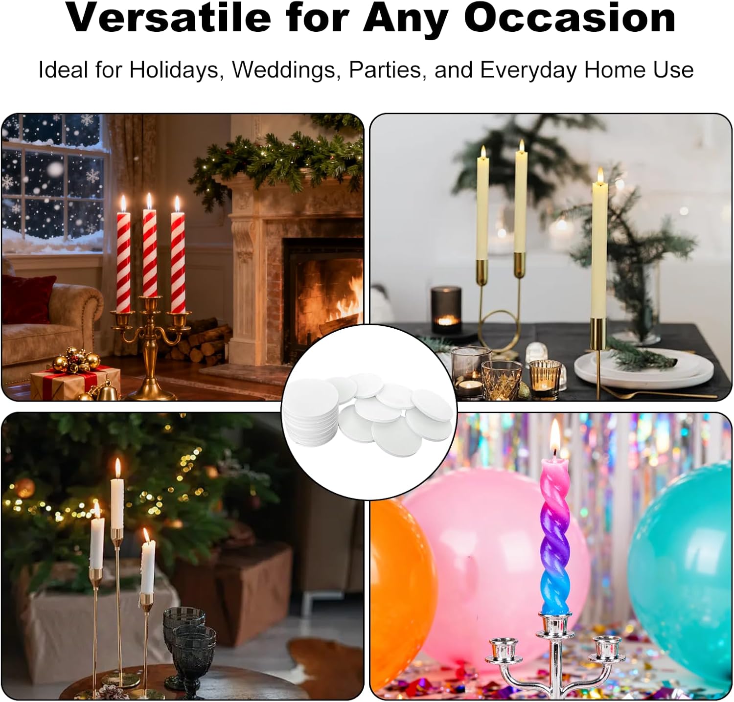 32Pcs Candle Adhesive Stay Grippers for Taper Candles Sticky Dots and Thin Holder Candlestick Straps with Stick Holders for Holiday Party Decorations - Image 6