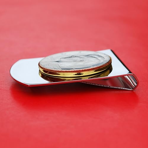 Miniatura 8 de US 1983 Kennedy Half Dollar Stainless Steel Two Tone Large Money Clip NEW - Wide Design