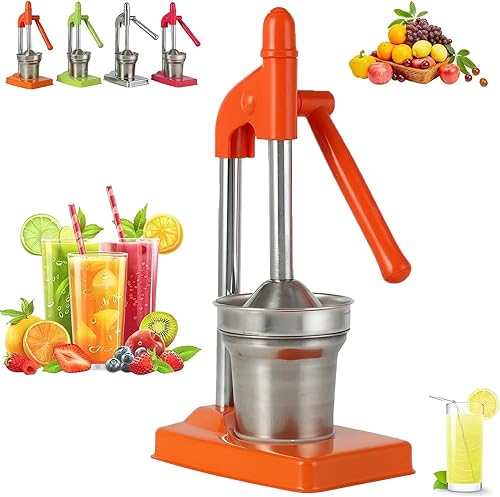 Miniatura 11 de Exprimidor manual de hierro fundido, exprimidor manual efectivo de acero inoxidable, con base de taza antideslizante, palanca de ahorro de esfuerzo