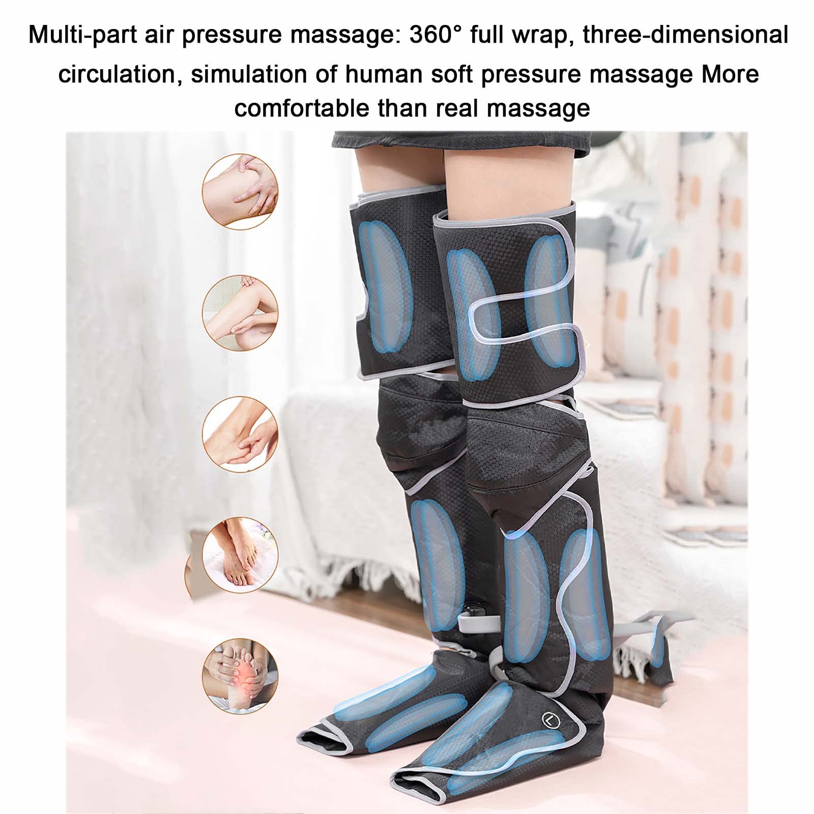 Masajeador de piernas y pies con Calor para Rodillas, compresión de Aire eléctrica para Masaje y relajación, Adecuado para Pantorrilla, Muslo y pie, Regalo para papá, mamá