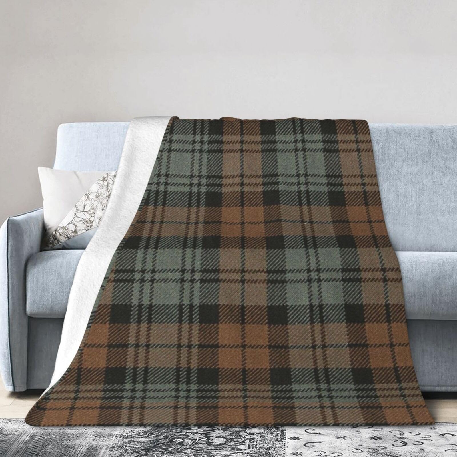 ERTDFXCV Campbell Clan Weathered Tartan Blanket 80"x60"