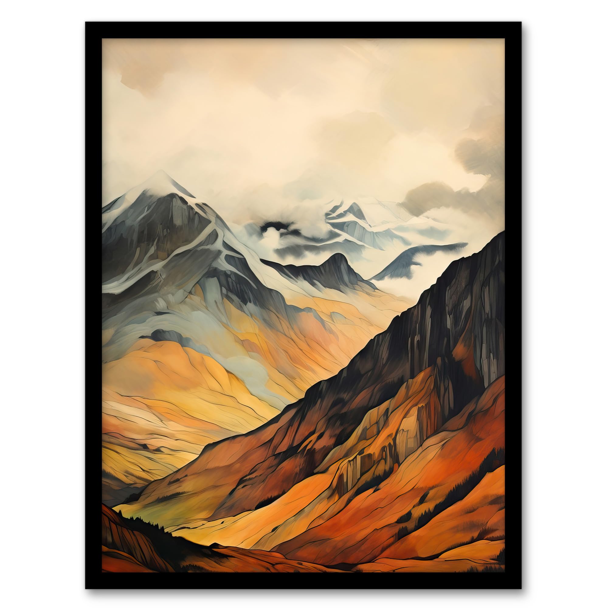 Artery8 Ben Nevis In Glen Scotland Landscape Watercolour Painting Artwork Framed Wall Art Print 18X24 Inch